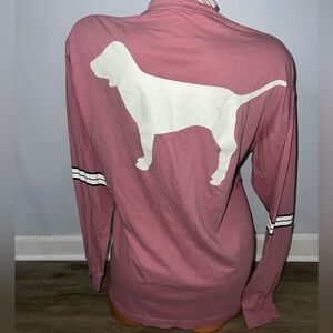 Pink Victoria’s Secret Women’s Long Sleeve Lace Up T-Shirt Top Tee Medium